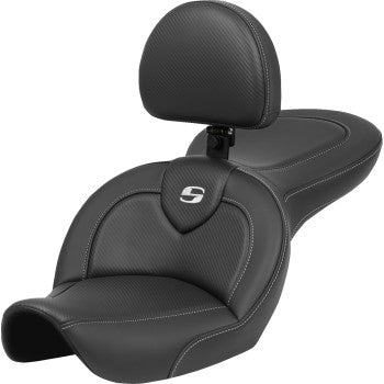 SADDLEMEN Roadsofa™ Seat - with Backrest - Carbon Fiber - FXDWG '96-'23 896-05-185BR
