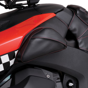SHOW CHROME Dual Side Tank Pouch - Ballistic w/ Red Stitch - Ryker H40-401CRED
