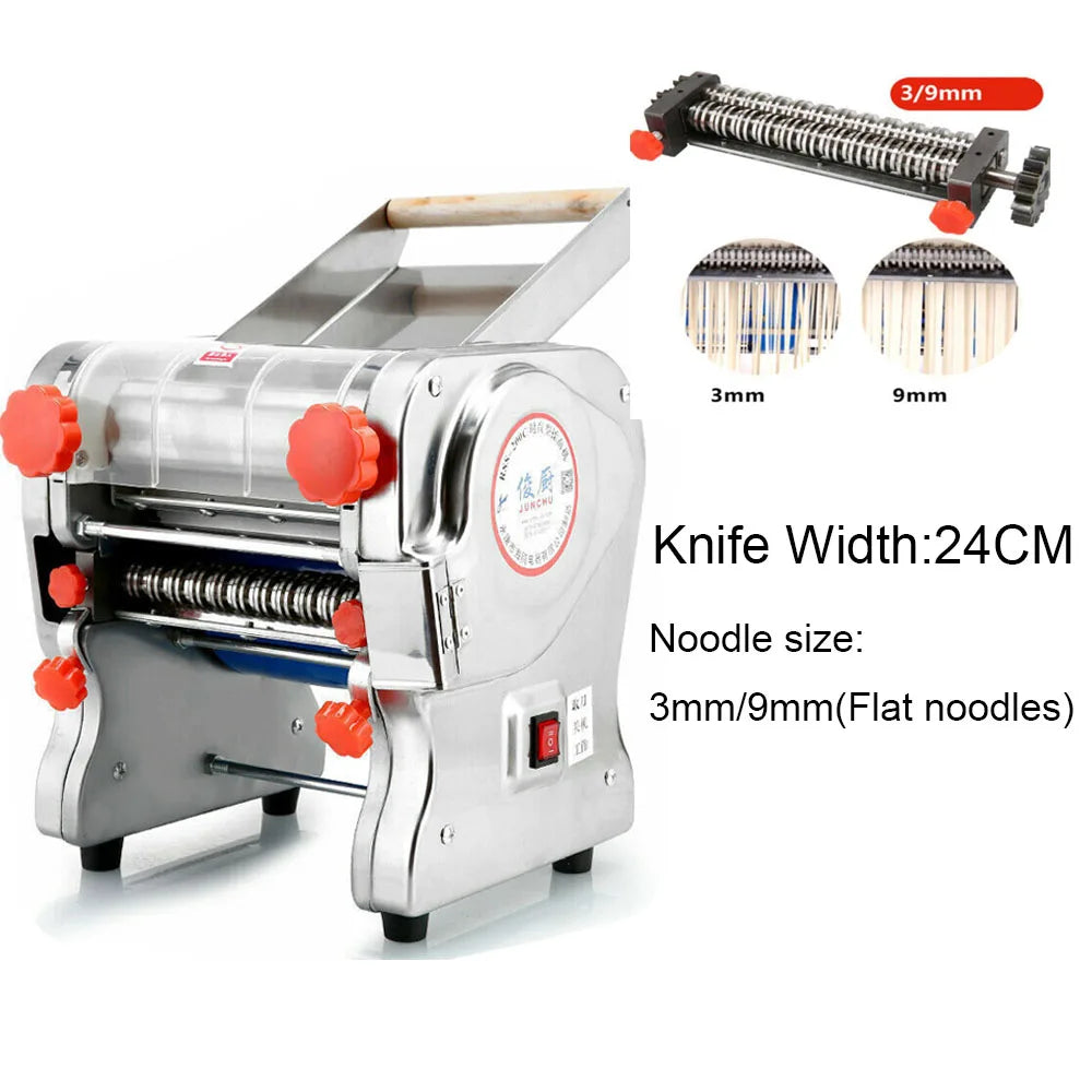 Electric Pasta Maker, Dumpling Skin Roller, Full Stainless Steel Dual Knife Noodle Maker