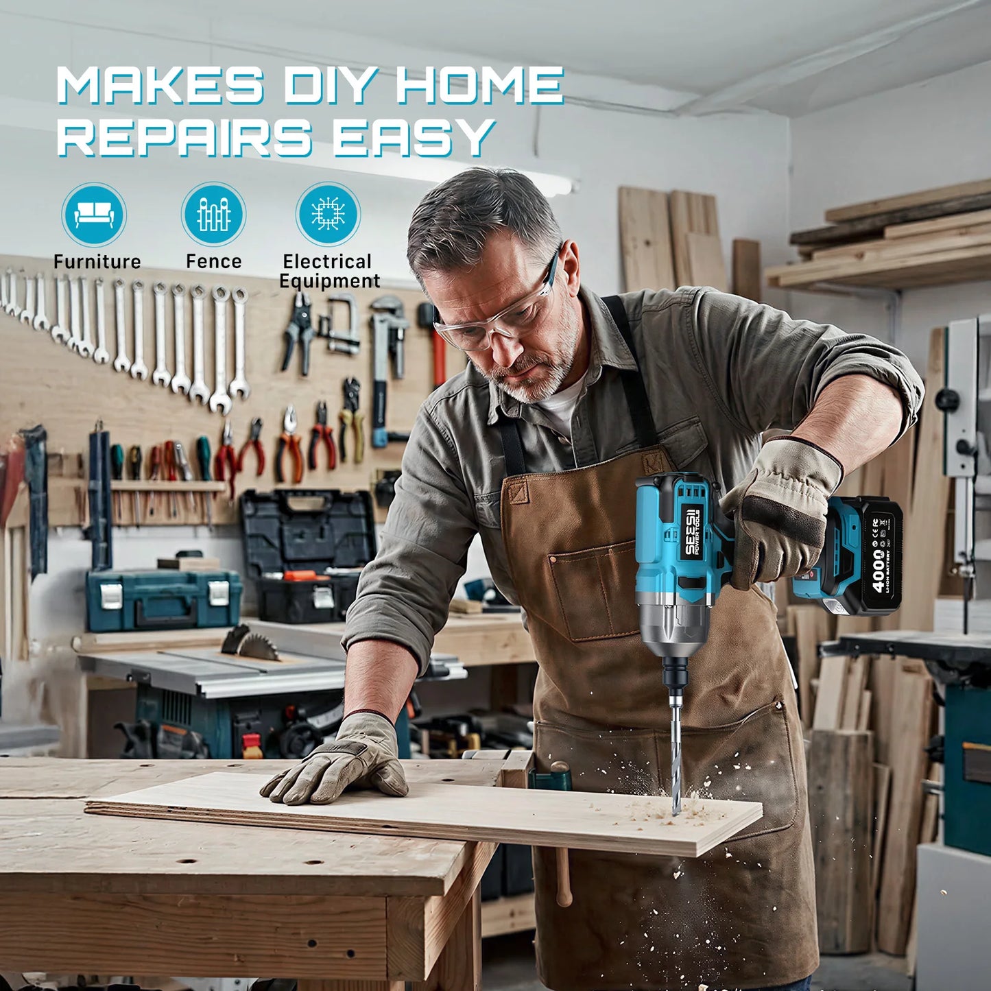 1300N.m Cordless Brushless Impact Driver For Car Home DIY