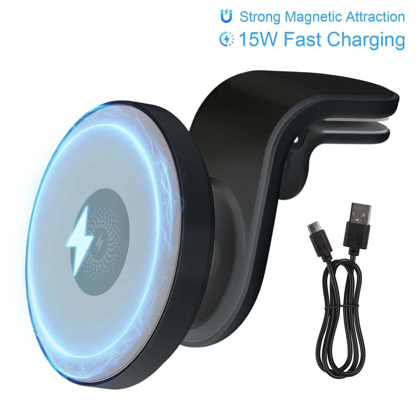 15W Wireless Magnetic Car Chargers/Fast Charging Docking Station 360 Degree