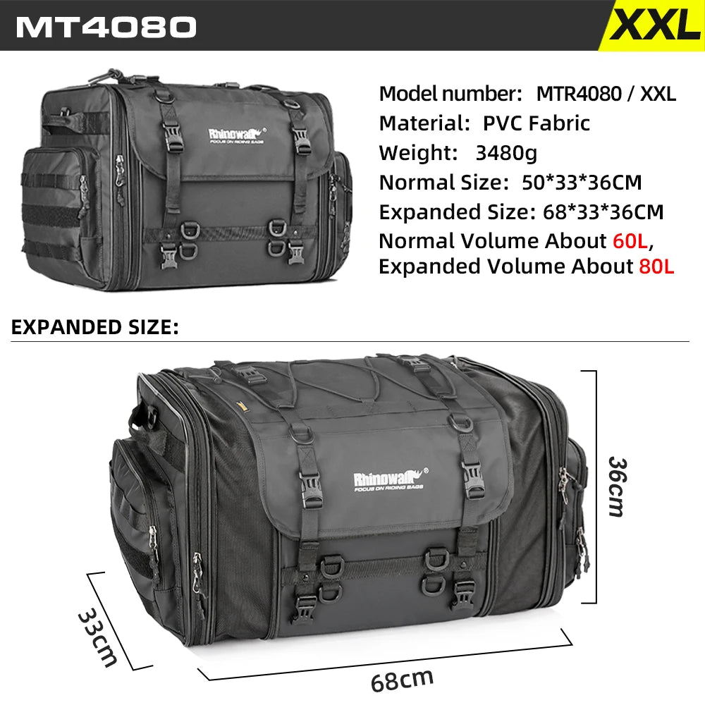 Motorcycle Travel Luggage Bag Waterproof 19L-80L Expandable Big Capacity Motor Tail/Trunk/Rack Bag For Most motorcycle