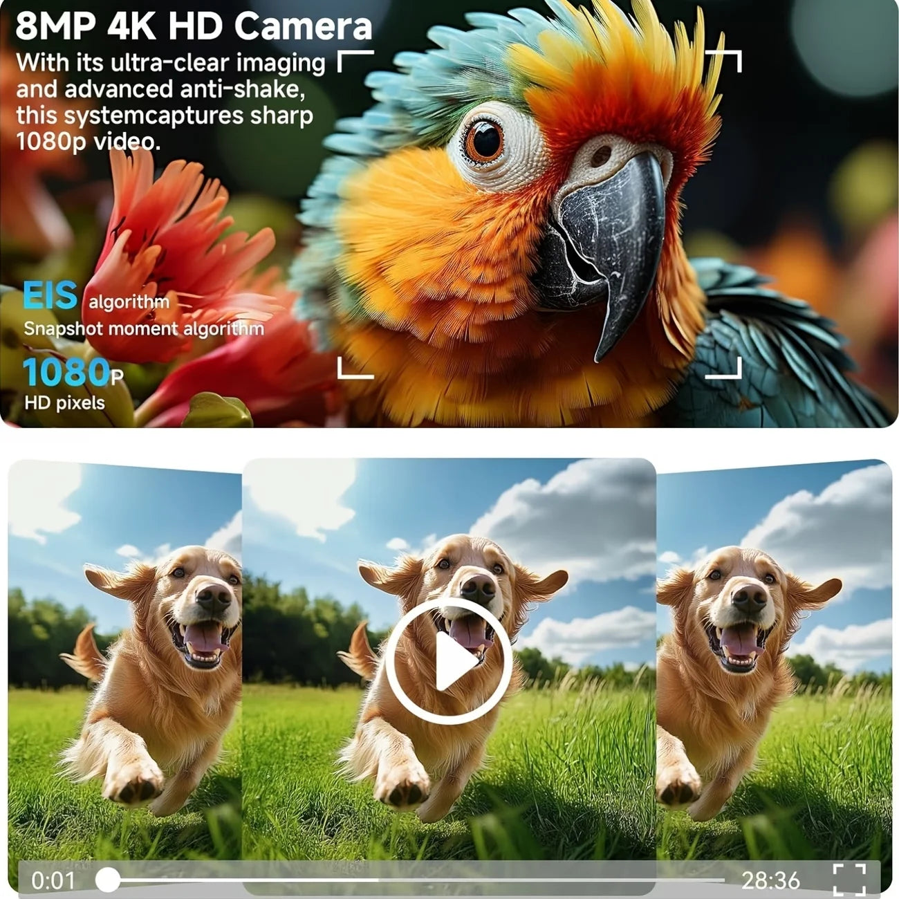 AI Smart Video Glasses, with 8-megapixel camera, supporting 4K HD video recording, wireless calling and music