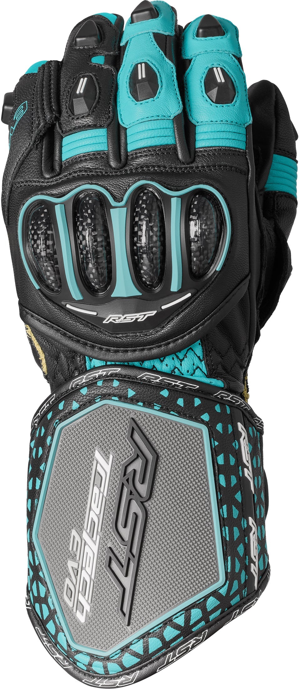 RST Womens Tractech Evo 4 Ce Glove Black/Aqua/Grey Leather Sm 556-3495106