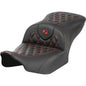 SADDLEMEN RoadSofa™ Seat - without Backrest - Carbon Fiber - Lattice Stitch - Red Stitch - FLTR/FLHX '23-'24 823-07-20604