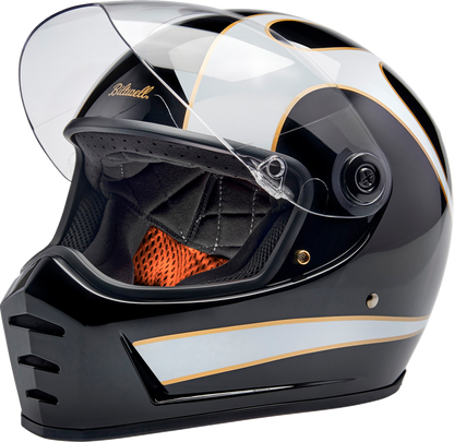 BILTWELL Lane Splitter Helmet - Gloss Black/White Flames - XL 1004-570-505