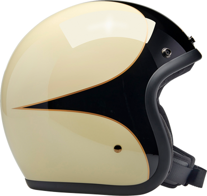 BILTWELL Bonanza Helmet - Gloss Vintage White/Black Scallop - Large 1001-559-204