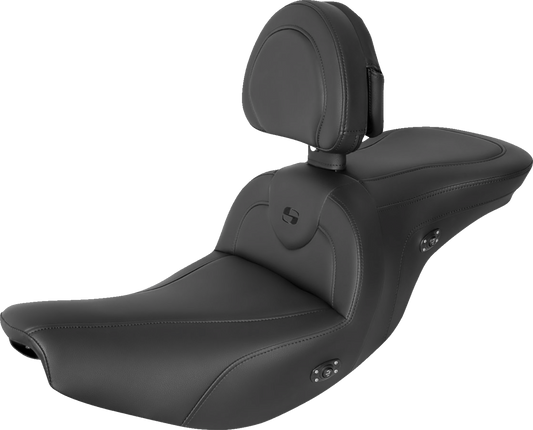SADDLEMEN Seat - RoadSofa - With Backrest - Black W/Black Stitching - Heated - Indian '14-'23 I14-07-187BRHCT