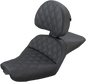 SADDLEMEN Explorer Seat - With Backrest - Lattice Stitched - Black - XL '04-'20 807-03-030LS