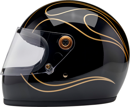BILTWELL Gringo S Helmet - Gloss Black Flames - XL 1003-567-505