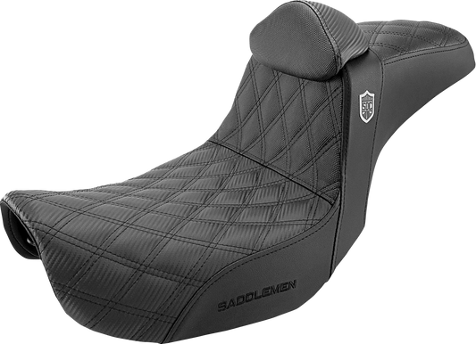 SADDLEMEN Seat - Pro Series SDC Performance With Backrest - Full Lattice Stitch/Lumbar Gripper - Black SC80604DBKRT