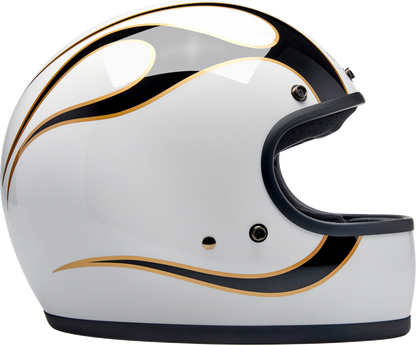 BILTWELL Gringo Helmet - Flames - White/Black - XS 1002-561-501