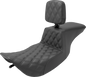 SADDLEMEN Tour Step Up Seat - Rider Backrest - Front Lattice Stitch - FLHR/FLHX '97-'07 897-06-192BR