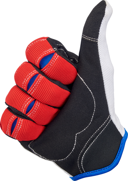 BILTWELL Moto Gloves - Red/White/Blue - Small 1501-1208-002