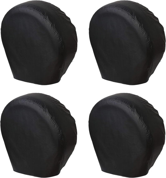Set of 4 Black Waterproof RV Tire Covers – Heavy-Duty Wheel Protectors for Trailers, Campers, Trucks, SUVs & Motorhomes
