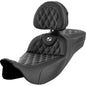 SADDLEMEN Roadsofa™ Extended Reach Seat - Lattice Stitch - White Stitch - with Backrest - FL '08-'23 A808-07R-184WHI