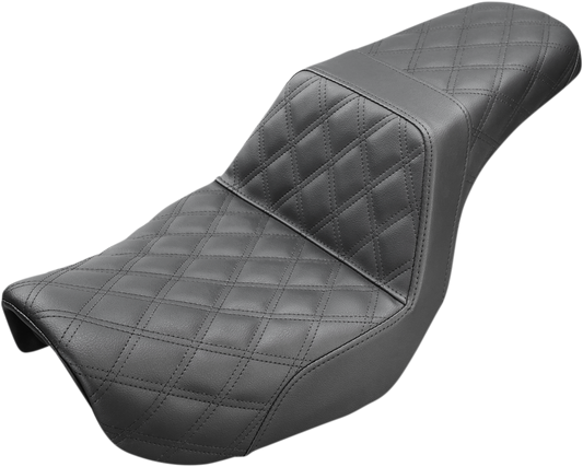 SADDLEMEN Step-Up Seat - Full Lattice Stitch - Black - Dyna 806-04-175