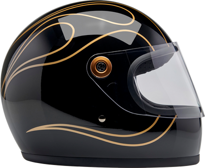 BILTWELL Gringo S Helmet - Gloss Black Flames - Large 1003-567-504
