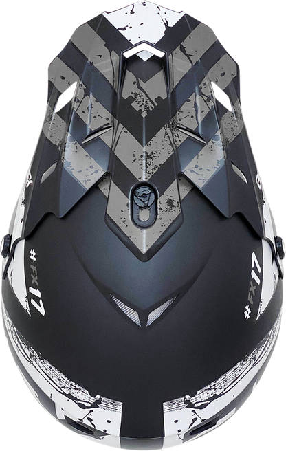 AFX FX-17 Helmet - Attack - Matte Black/Silver - Large 0110-7145