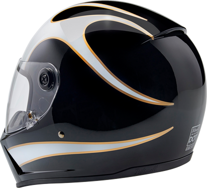 BILTWELL Lane Splitter Helmet - Gloss Black/White Flames - 2XL 1004-570-506