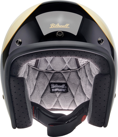 BILTWELL Bonanza Helmet - Gloss Vintage White/Black Scallop - XL 1001-559-205