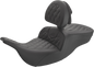 SADDLEMEN Roadsofa Lattice Stitched Seat - w/ Driver Backrest - Black 897-07-182BR