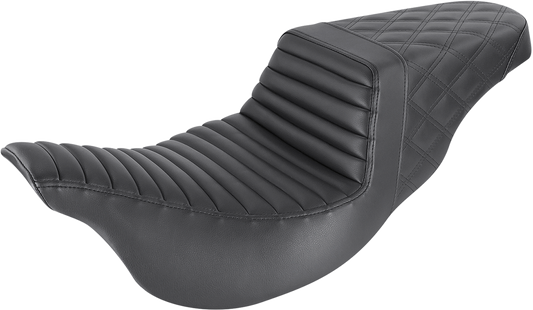 SADDLEMEN Step-Up Seat - Front Tuck-n-Roll/Rear Lattice Stitch - Black - FL '08-23 808-07B-176