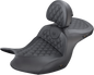 SADDLEMEN Roadsofa Seat - With Backrest - Full Lattice Stitch - Black - Heated - GL H18-07-182BRHCT