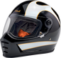 BILTWELL Lane Splitter Helmet - Gloss Black/White Flames - Large 1004-570-504