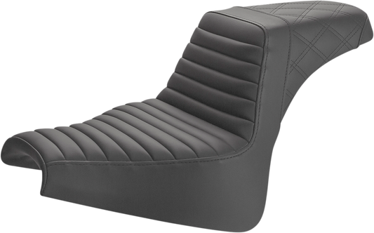 SADDLEMEN Step-Up Seat - Front Tuck-n-Roll/Rear Lattice Stitch - Black 818-29-176