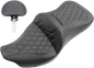SADDLEMEN Roadsofa Seat - Full Lattice Stitch - with Backrest - Black - '09-'23 FLHTCUTG 808-07B-182TBR