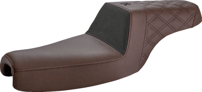 SADDLEMEN Unknown Industries Seat - Front Carbon Fiber/Black Gripper Lumbar/Rear Lattice Stitch - XL '04-'23 UN07-03-173BR