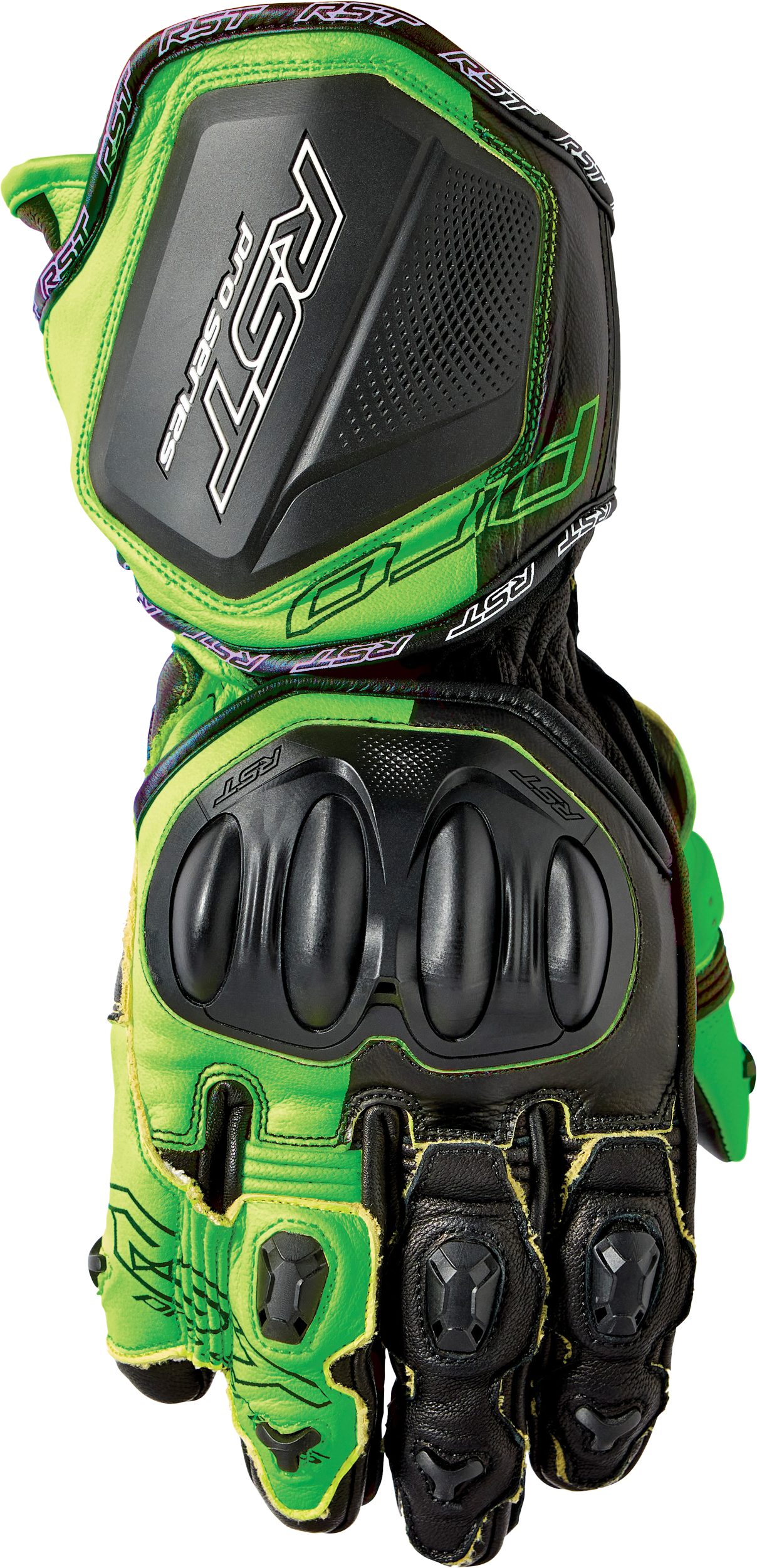 RST Pro Series Gp D3o Gloves Black/Flo Green Leather Lg 556-3715210