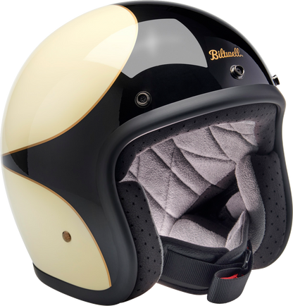 BILTWELL Bonanza Helmet - Gloss Vintage White/Black Scallop - Large 1001-559-204