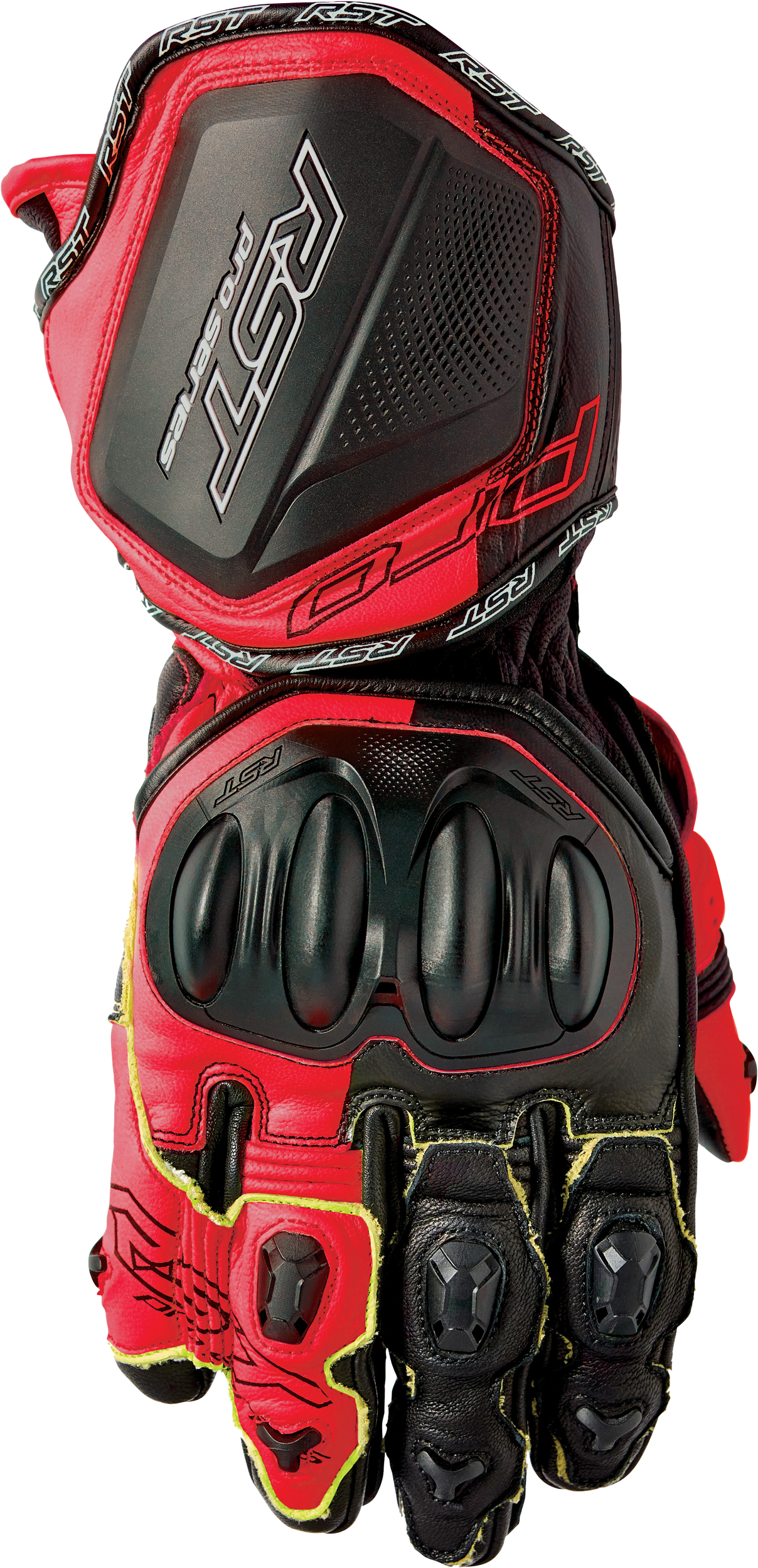 RST Pro Series Gp D3o Gloves Black/Flo Red Leather Lg 556-3715310