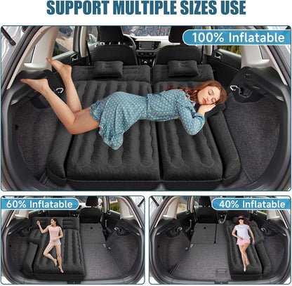 DikaSun 63in Extended SUV Mattress — Quick Inflate, Includes Pump & 2 Pillows,Black