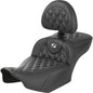 SADDLEMEN Roadsofa™ Extended Reach Seat - with Backrest - Lattice Stitch - Silver Stitch - FLTR/FLHX '23-'24 823-07-207B5