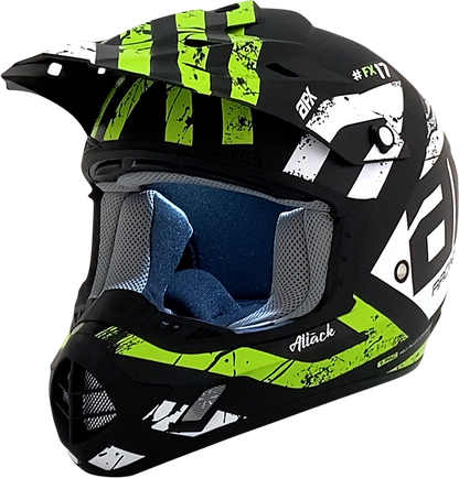 AFX FX-17 Helmet - Attack - Matte Black/Green - Medium 0110-7180