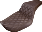 SADDLEMEN Step-Up Seat - Front Lattice Stitch - Brown - Dyna 896-04-172BR