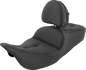SADDLEMEN Pillow-Top Roadsofa Seat - with Backrest - Black - FLH/FLT '08-'23 808-07B-181BR