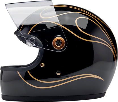BILTWELL Gringo S Helmet - Gloss Black Flames - XL 1003-567-505
