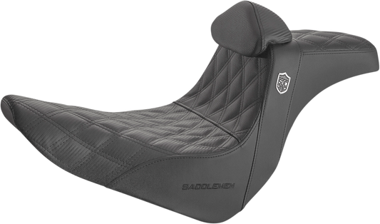 SADDLEMEN Seat - Pro Series SDC Performance With Backrest - Full Lattice Stitch/Lumbar Gripper - Black SC81829DBRT