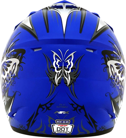 AFX FX-17 Helmet - Butterfly - Matte Blue - Medium 0110-7123