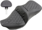 SADDLEMEN Roadsofa Seat - Heated - Full Lattice Stitch - with Backrest - Black - '09-'23 FLHTCUTG 808-07B-182TBRH