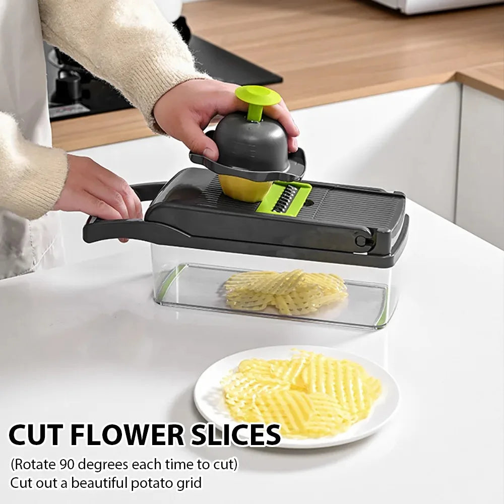 16-in-1 Vegetable Chopper Set, All-in-One Food Cutter with Slicer, Dicer, Grater, Egg Separator & Peeler for Kitchen Prep
