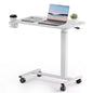 Adjustable Overbed Bedside Table with Lockable Wheels, Pneumatic Mobile Standing Laptop Desk