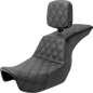 SADDLEMEN Tour Step Up Seat - Rider Backrest - Full Lattice Stitch - Dyna '06-'17 806-04-195BR