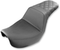 SADDLEMEN Step Up Seat - Rear Lattice Stitched - Black - Dyna 806-04-173