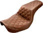 SADDLEMEN Step-Up Seat - Full Lattice Stitch - Brown - Dyna 804-04-175BR