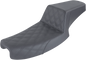SADDLEMEN Step-Up Seat - Front Lattice Stitch - Black - Dyna 891-04-172